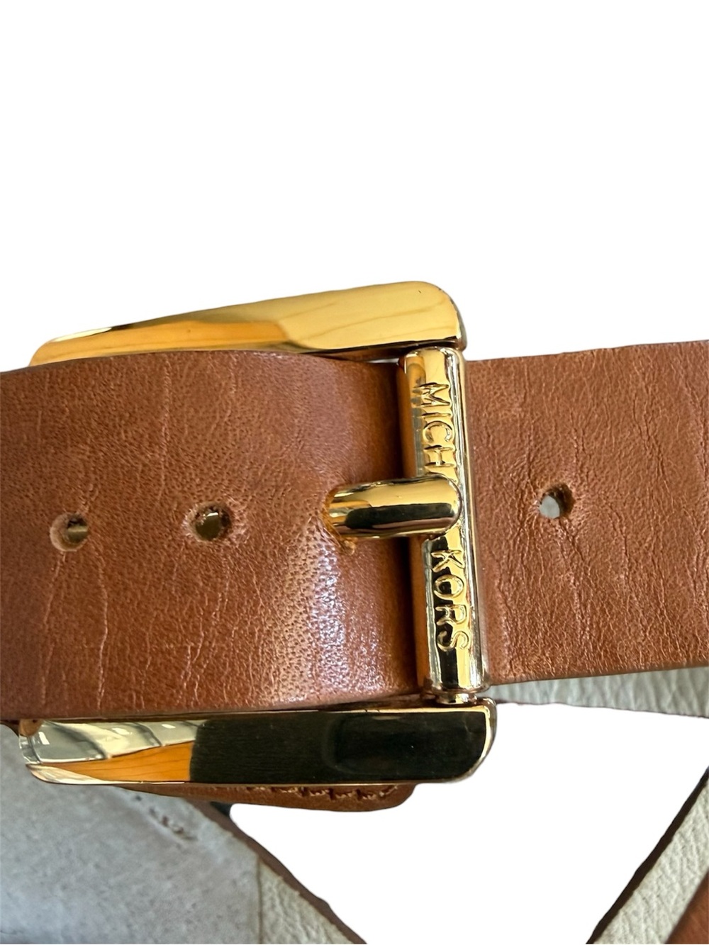 MICHAEL KORS Brown Leather Strappy Platform Heels Size 7M Gold Buckle - Picture 7 of 8